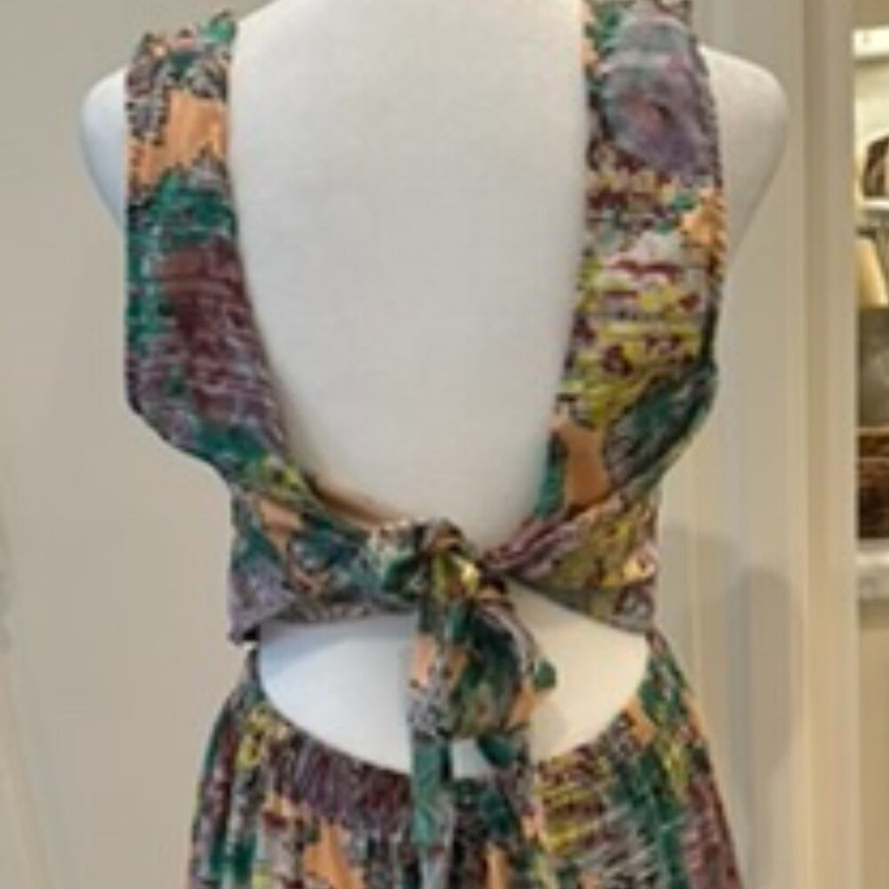 Ladies colorful summer halter dress - short with back tie - Size M - Picture 2 of 3